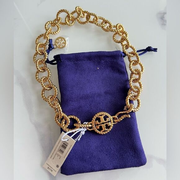 Tory Burch Textured Rope Necklace, Gold, Style 137691, RETAIL $278 - Picture 3 of 9